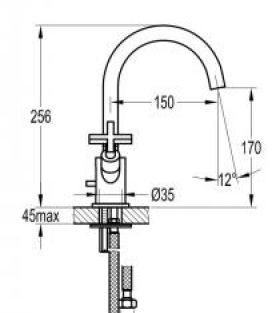 ADW New-Jax wastafelmengkraan hoogte 27CM chroom
